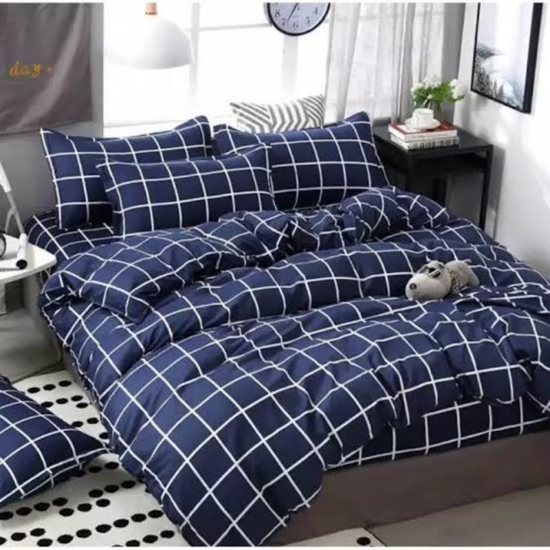 Seprei kotak garis tipis / Seprei Aestetik / Seprei homemade / Seprei halus / Seprei murah