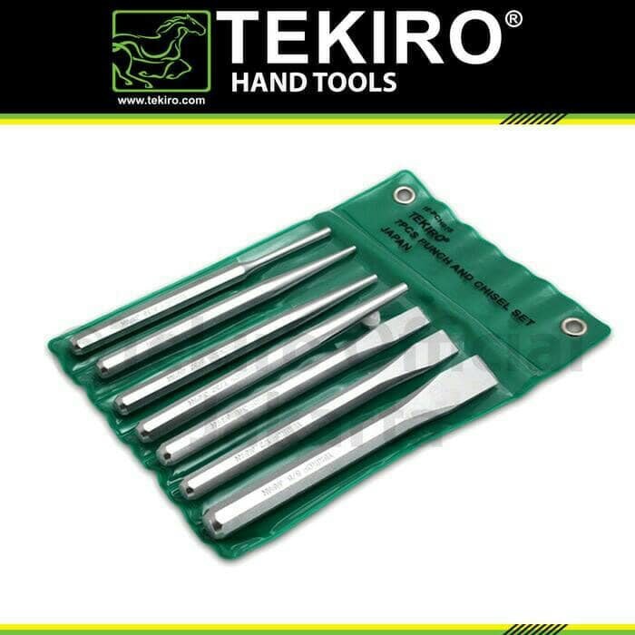 Tekiro Punch and Chisel - Pahat Besi Set 7 pcs Tekiro - Penitik Plat Besi Tekiro 7 Pcs