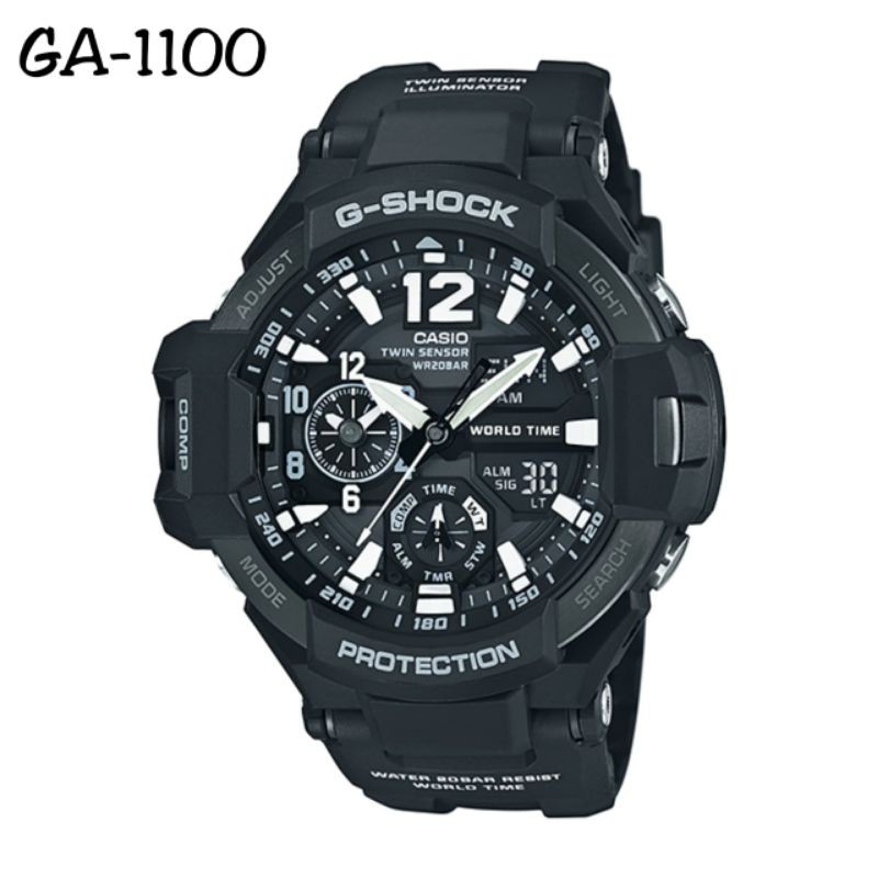 Jam Tangan GA-1100 AutoLight,suhu aktif,kompas