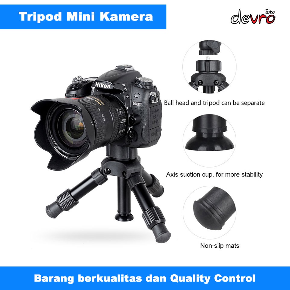 Tripod Mini 3 Way Aluminium dgn Ball Head - Tripod Kamera - Bexin MS02