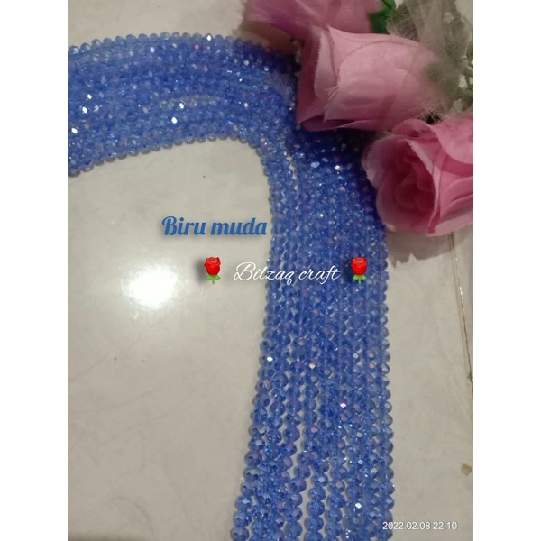 kristal ceko 6mm golongan biasa-biru muda