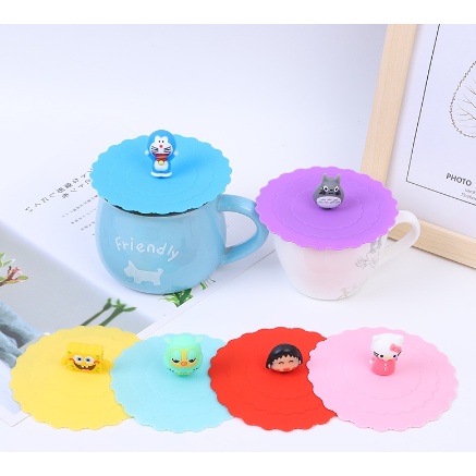 TUTUP GELAS SILIKON COVER CANGKIR SILICONE MUG KARAKTER LUCU MURAH / TUTUP GELAS DAN CANGKIR SILIKON KARAKTER TAHAN PANAS KEDAP UDARA