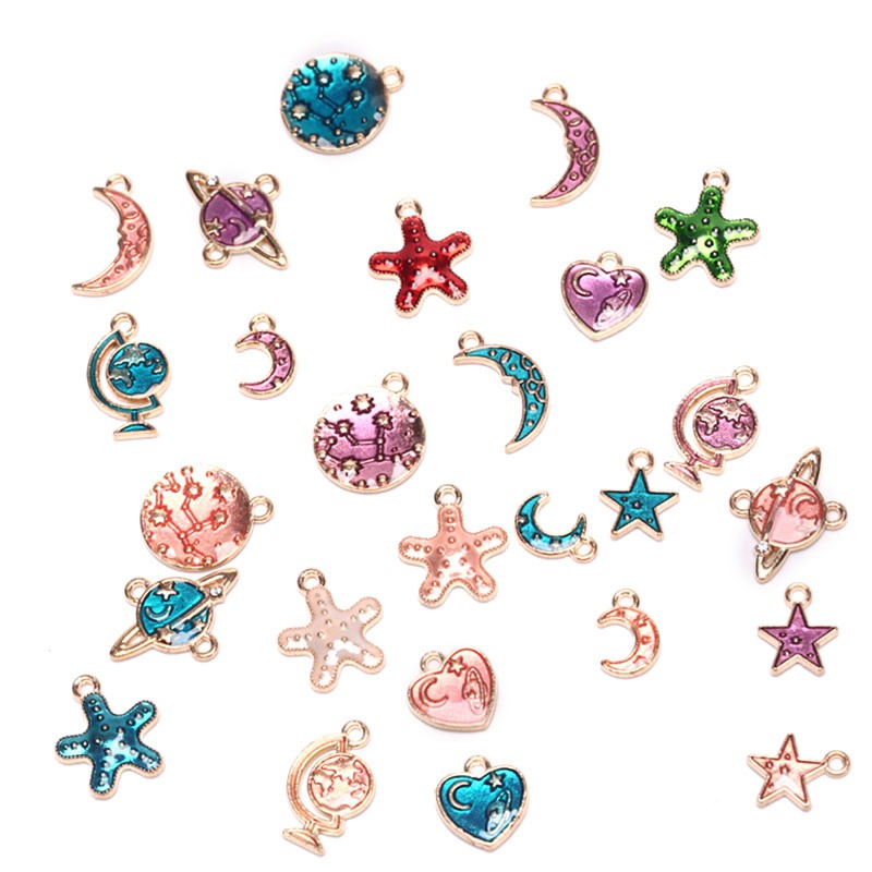 Hbid Glory 26Pcs / Set Liontin Bentuk Planet / Bintang Bahan Alloy Untuk DIY Perhiasan / Craft