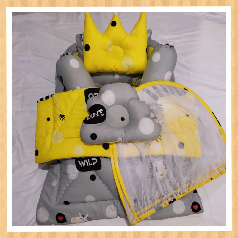 READY Baby Nest Full Bedding Set Bedcover Bayi Bantal Guling Bayi Peang Awan Mahkota Kelambu dan ada Tas nya