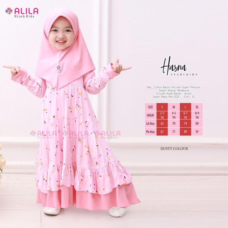 Gamis Syari Anak Anak • HASNA SYARI KIDS ORIGINAL BY ALILA HIJAB SOLO