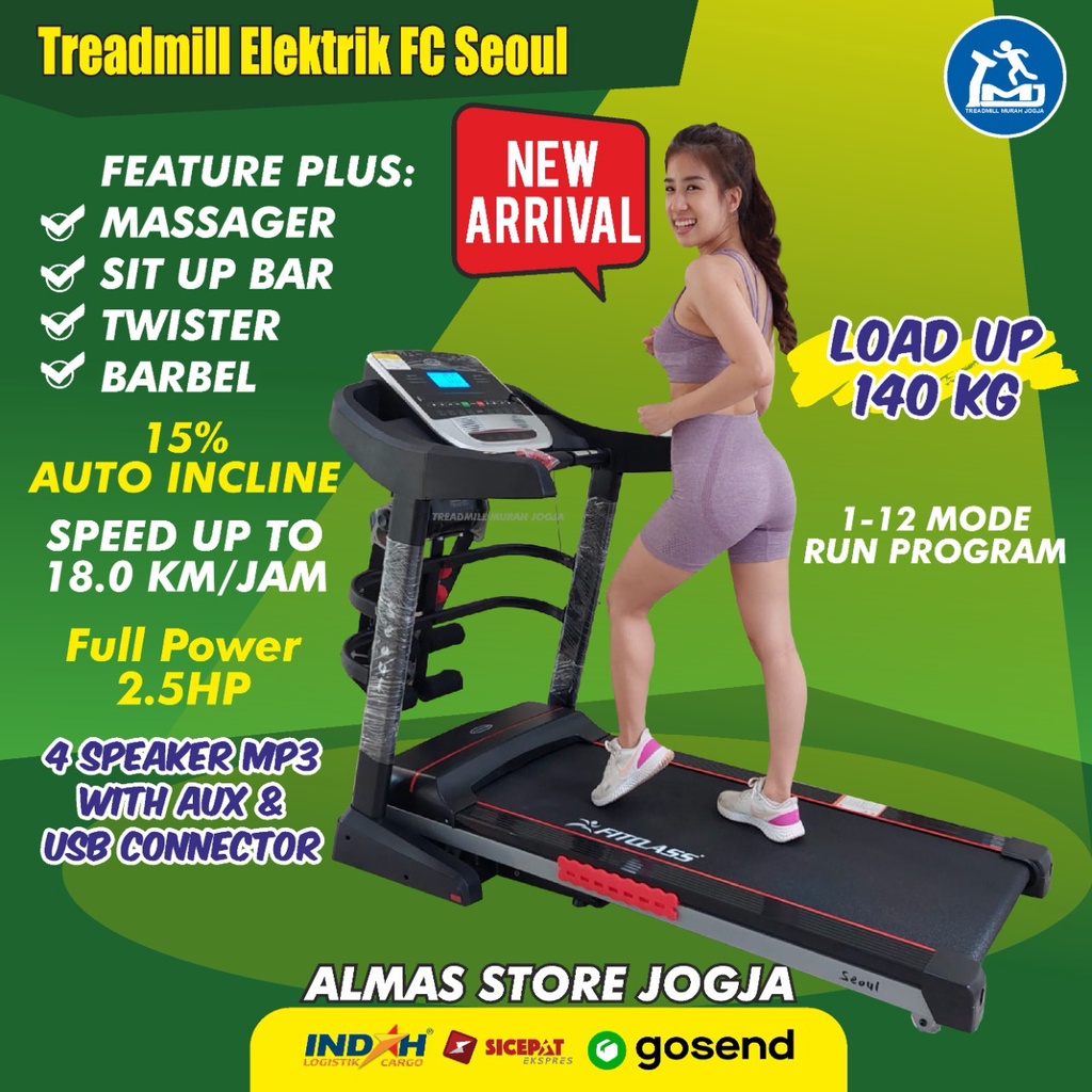 Alat Olahraga treadmill elektrik alat fitness 4 fungsi fitclass fitnes gym lari FC SEOUL