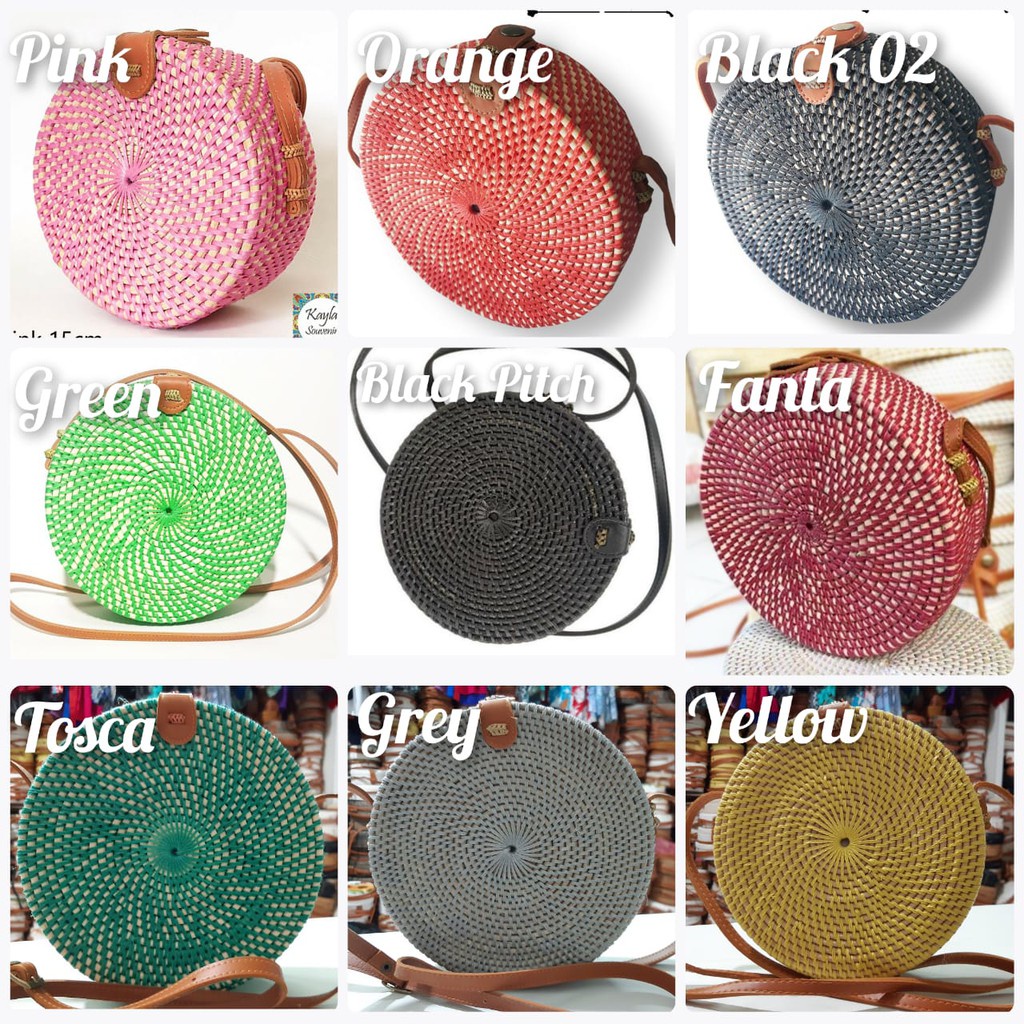 TAS ROTAN DIAMETER 15, 18 DAN 20CM BROWN TAS ROTAN  ORIGINAL FROM BALI - KS-2