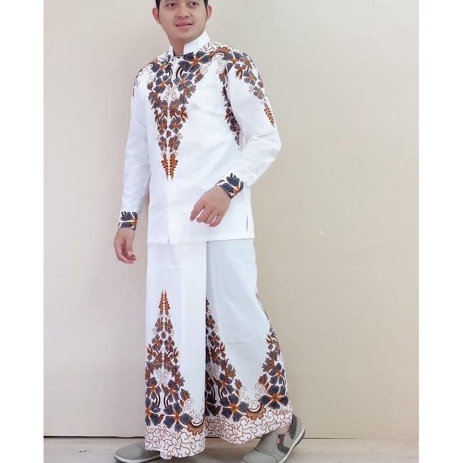 setelan Koko sarung celana pria terbaru | one set baju batik pria kekinian motif AFFAN LAWASAN // one set pakaian muslim pria terbaru