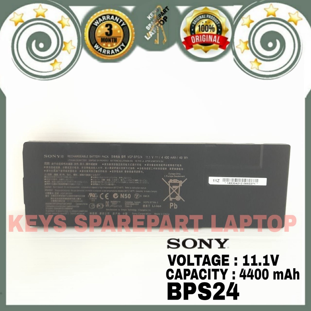 Baterai Battery Batre laptop Original Sony Vaio VGP-BPS24 VGP-BPSC24 SVS13 VPC-SB18GG PCG 41215L VPCSA VPCSB VPCSC VPCSD SA36GW/BI VPC-SB11FXB Vpcsa36Ga SA38GW/X VPC -SA -SB -SD -SE series