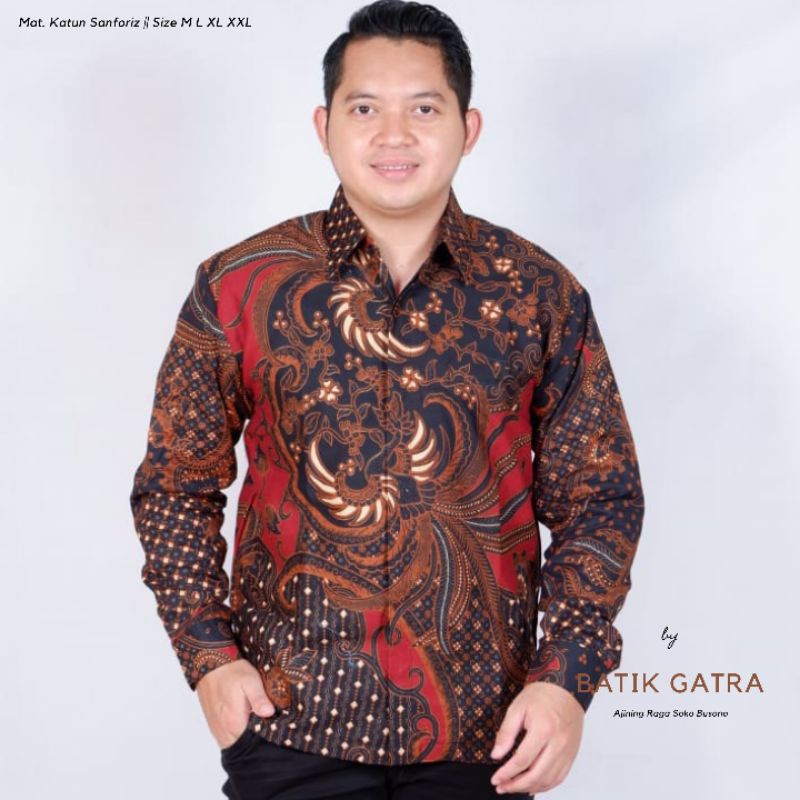 Batik Pria Lengan Panjang Prastowo Merah Full Furing