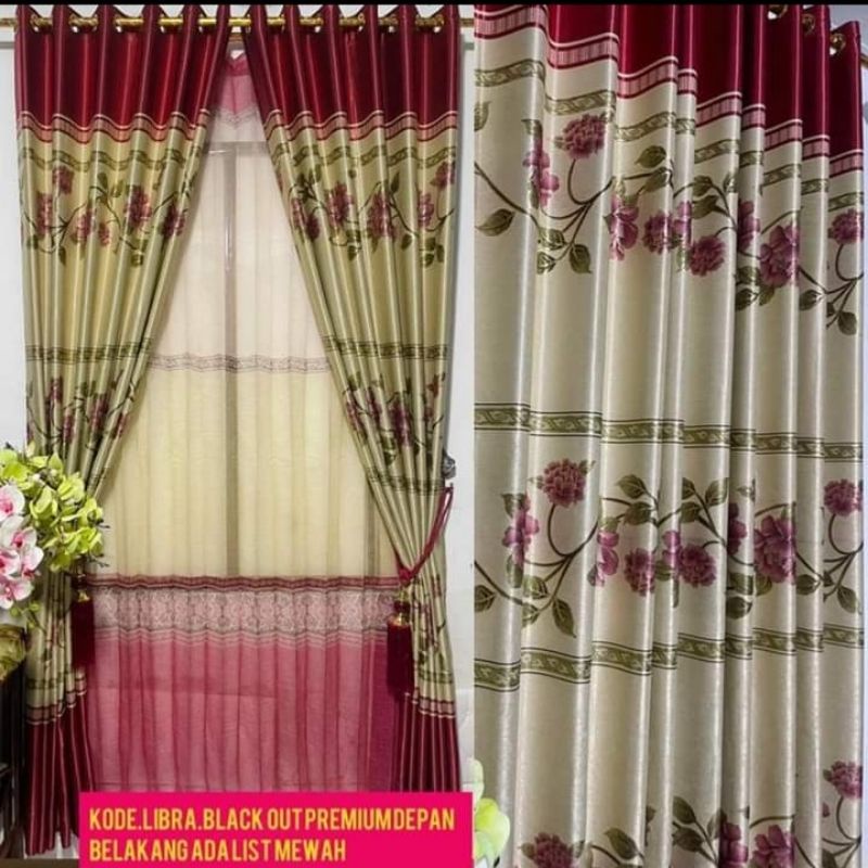 gorden jendela gorden pintu blackout mewah motif kembang