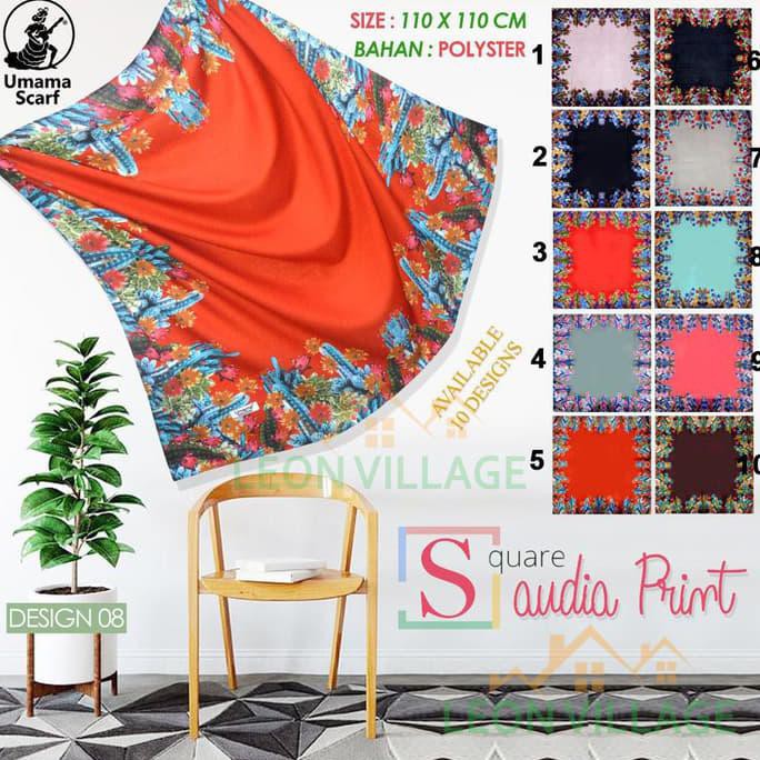 Kerudung Saudia Print A8 Umama Hijab Jilbab Segi Empat Motif
