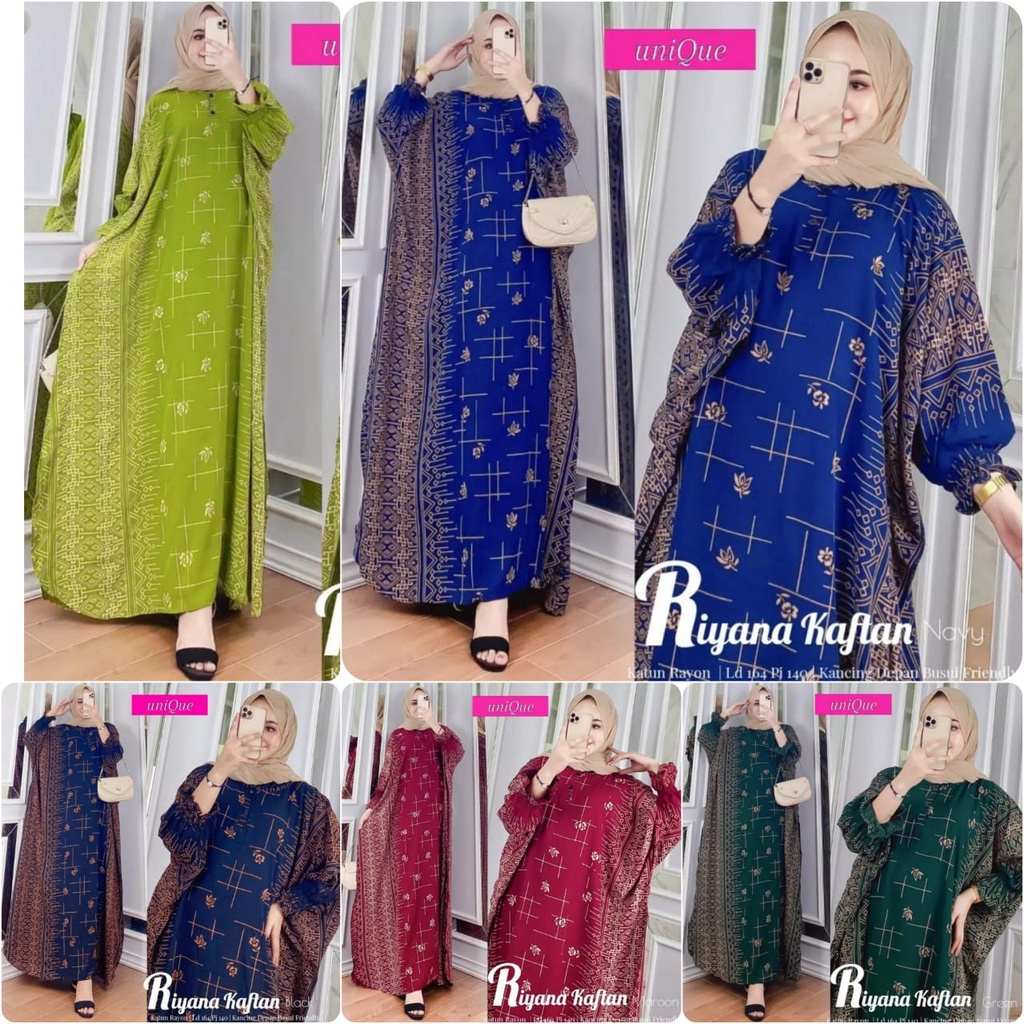 Gamis Rayon Kaftan Wanita jumbo / Riyana Kaftan Motif Garis-garis Size Jumbo Resleting Busui / Gamis Arabian