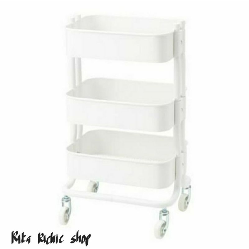 Ikea Kitchen Trolley Troli Dapur Troli Barang Putih Uk 38 x 28 x 65 Cm