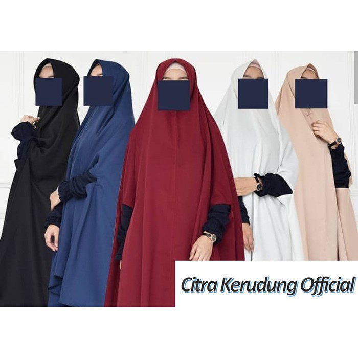 Jilbab syari bahan drama queen import model tangan bolong ukuran jumbo