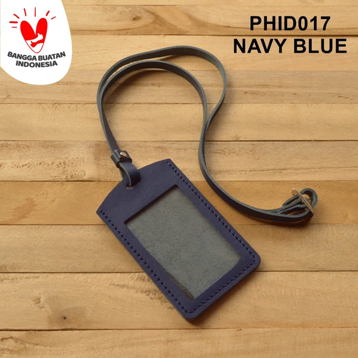 

gantungan ID card kulit asli warna biru| id card holder PHID017