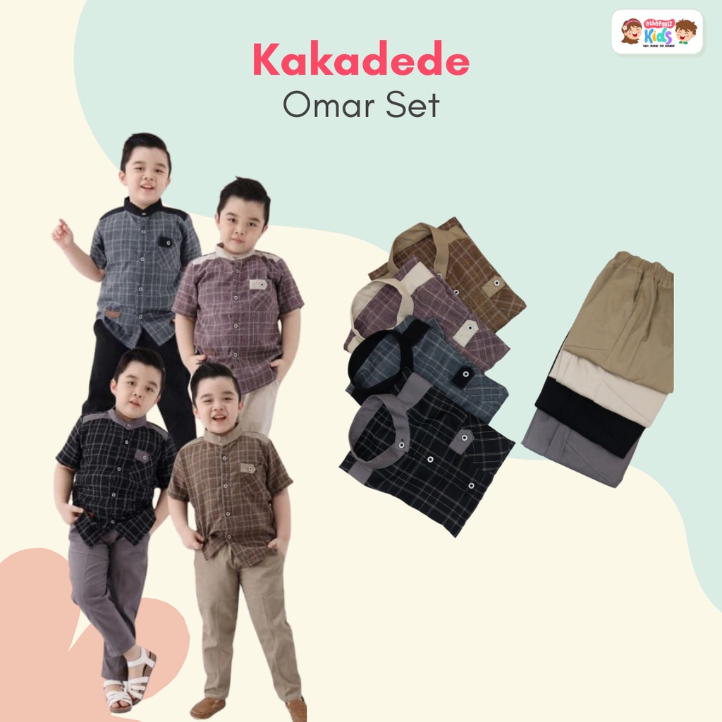 Kemeja Kotak Anak Omar Set plus Celana Chinos Kaka Dede