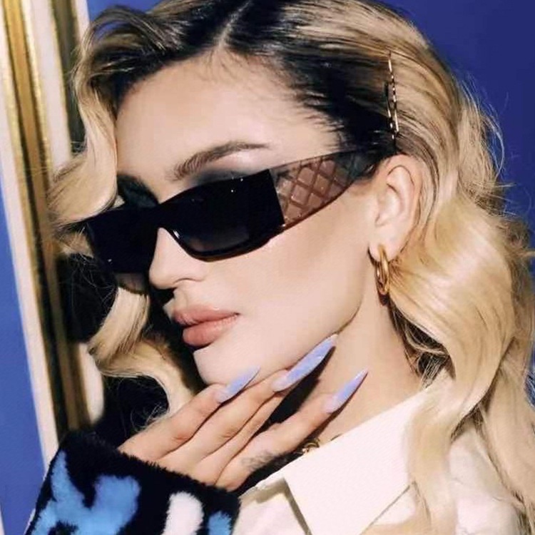 2022 Kacamata Hitam Vintage Retro Lensa Persegi Panjang UV400 Frame Transparan Untuk Wanita