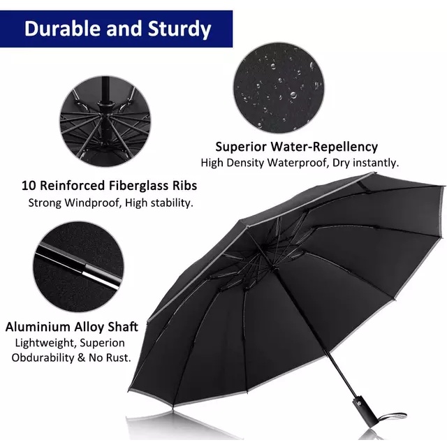 PAYUNG LIPAT REVERSE (TERBALIK) BUKA TUTUP OTOMATIS DGN REFLECTIVE STRIPE / REVERSE FOLDING UMBRELLA