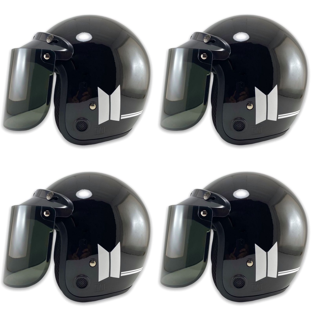 Helm Bogo Dewasa Pria Wanita Helem Retro Motor Sni Kekinian Cowok Cewek Motif Keren