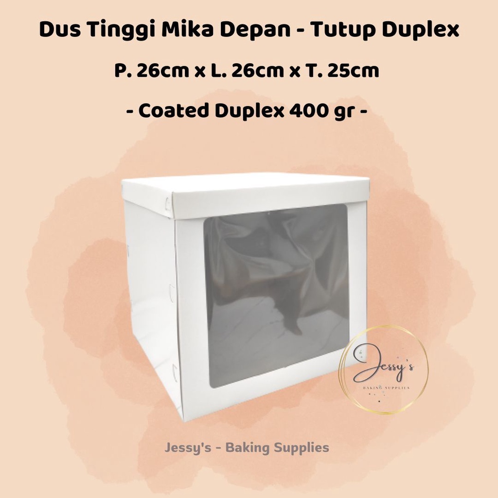 

Dus Box Kotak Kue Cake Tinggi Tutup Duplex 26 x 26 x 25 Putih Polos