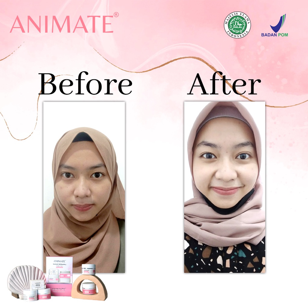 Animate Instant Whitening Series 3in1/ Cream Pemutih Wajah / Paket Skincare Glowing / Krim Wajah / Paket Skincare Pemutih Wajah