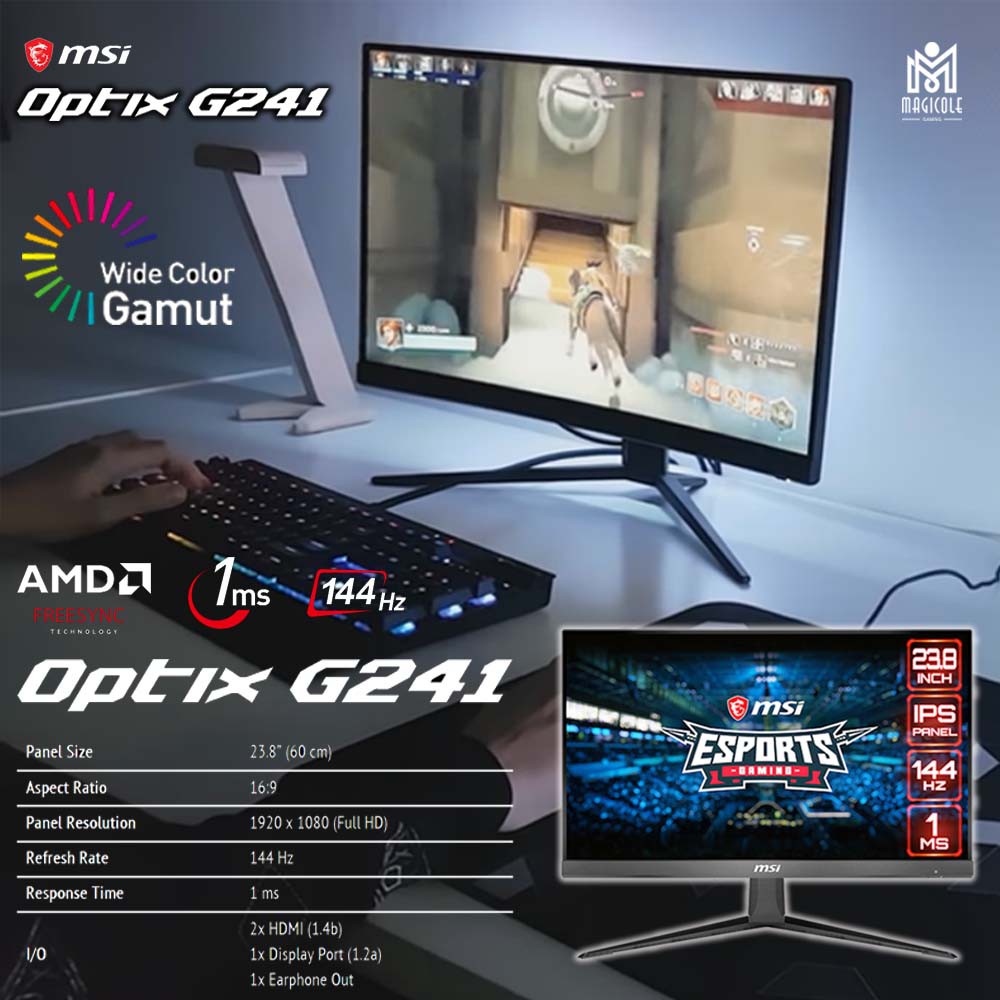 Msi Optix G241 144hz Flat Gaming Monitor Ips Panel Shopee Indonesia