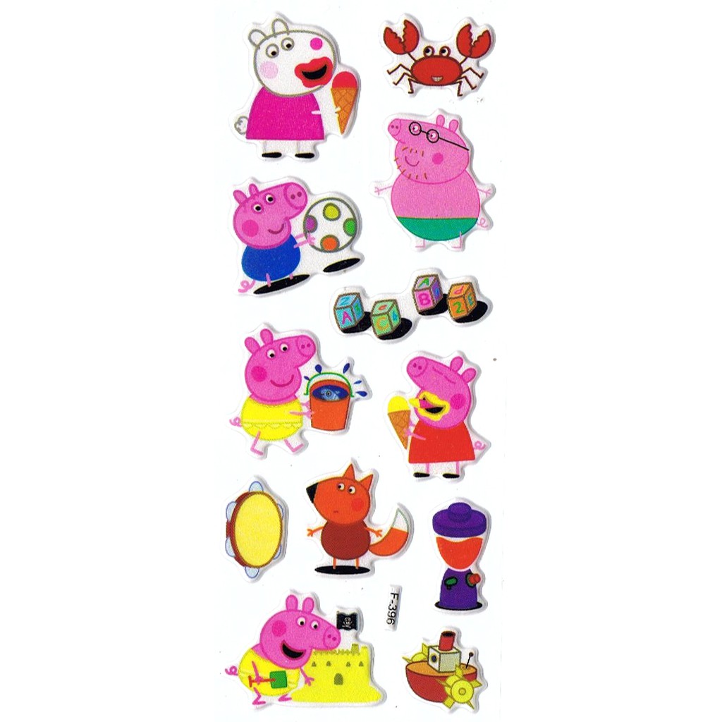 Jual SK376 Stiker Sticker Timbul Set Strip Aneka Gambar Kartun Peppa ...