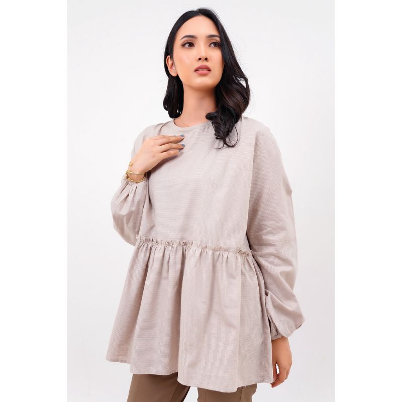 NEW Benang Jarum x Buttonscarves Sora Ruffle Blouse - Khaki