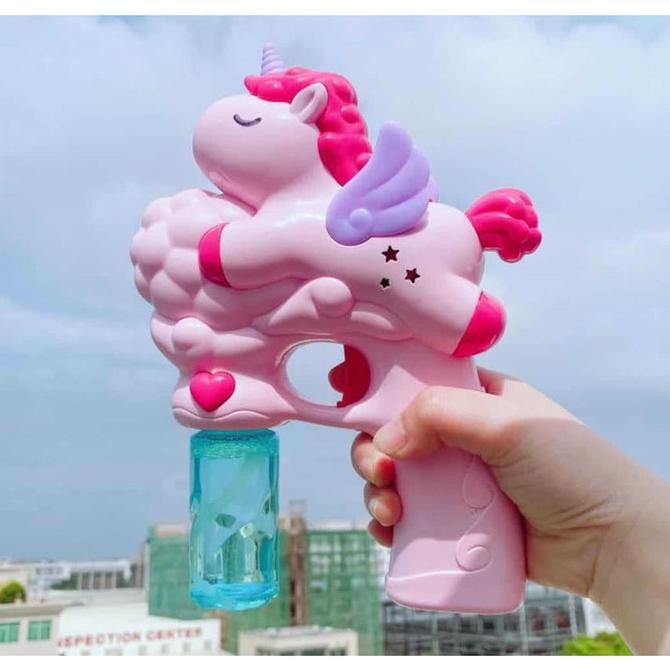 Bubble Gun Unicorn Pistol Bubble Mainan Anak - Merah Muda Krystalfxshop