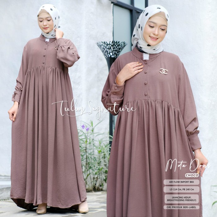 gamis wanita terbaru meta dress maxy busui airflow import bkk by tulus