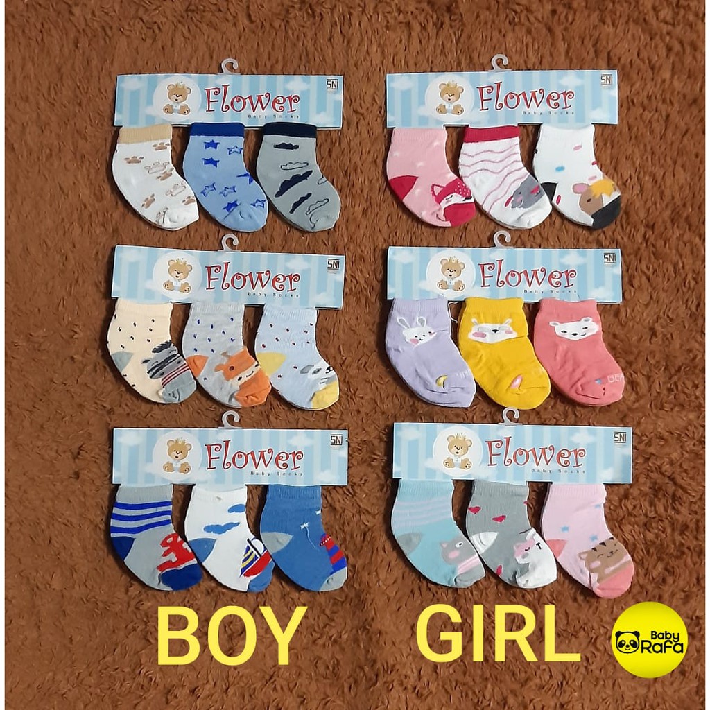 (NEW) Kaos Kaki Bayi 3 IN 1 FLOWER SNI