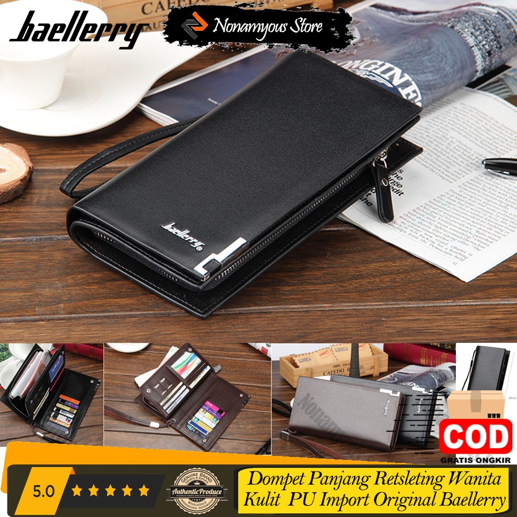 Dompet Panjang Kulit Resleting Wanita Business Style Wallet Import Original Baellerry