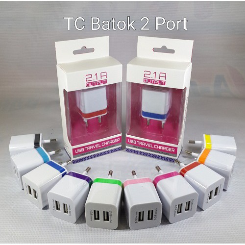 Batok Adapter Travel Charger Charge 2 Port usb 2.1 A