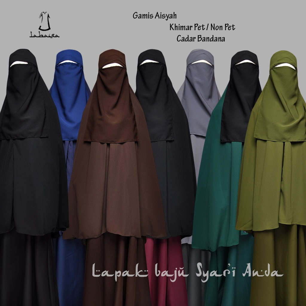 Labasa Set Gamis Syari Jumbo LD 120 125 Toyobo Set Khimar Pet Antem Bonus Cadar Bandana