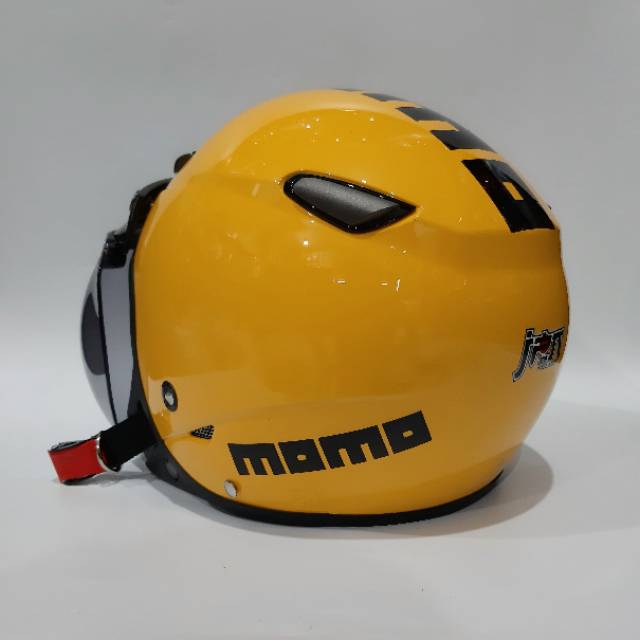 Helm JPN Momo Retro Kaca kuning gloss Kawai