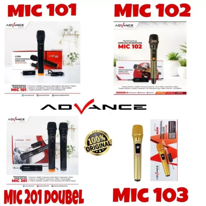 MIC WIRELESS MIK TANPA KABEL ADVANCE MIC KWALITAS BAGUS ADVANCE 101,102,103,201 ORIGINAL