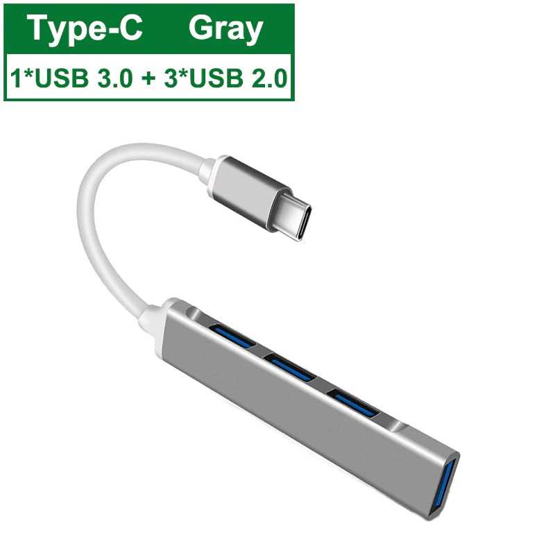 OTG Type C Hub 4 Port USB 3.0 Aluminium Slim Adapter Converter Type C Male to Female 3.0 Docking Station untuk Macbook Air