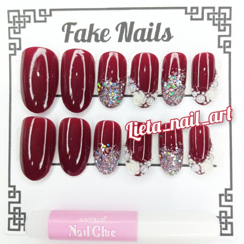 KUKU PALSU SIMPLE NAIL ART WEDDING