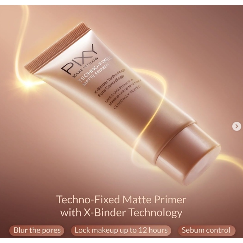 Pixy Make It Glow Beauty Skin Primer SPF35 PA++ /Techno - Fixed Matte Primer 101 Fair Beige - Base Makeup Primer Halal Original BPOM