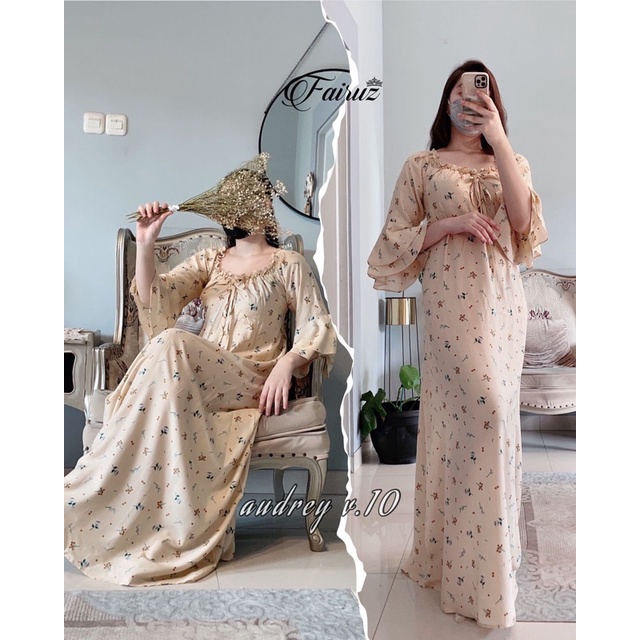 Daster arab FAIRUZ AUDREY Homedress Rayon Homewear Original Label-FAY: CREAM VOL.10
