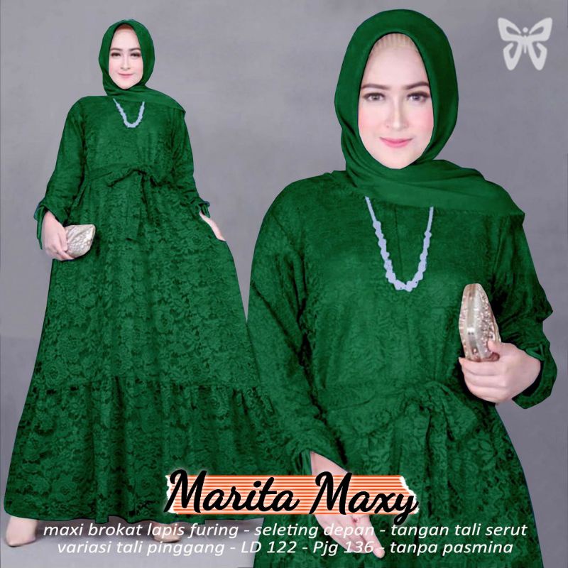 BAJU GAMIS MAXY MAXI BUSUI DRESS PESTA KONDANGAN NIKAHAN BRUKAT BROKAT WANITA MUSLIM BARU NEW L XL 3