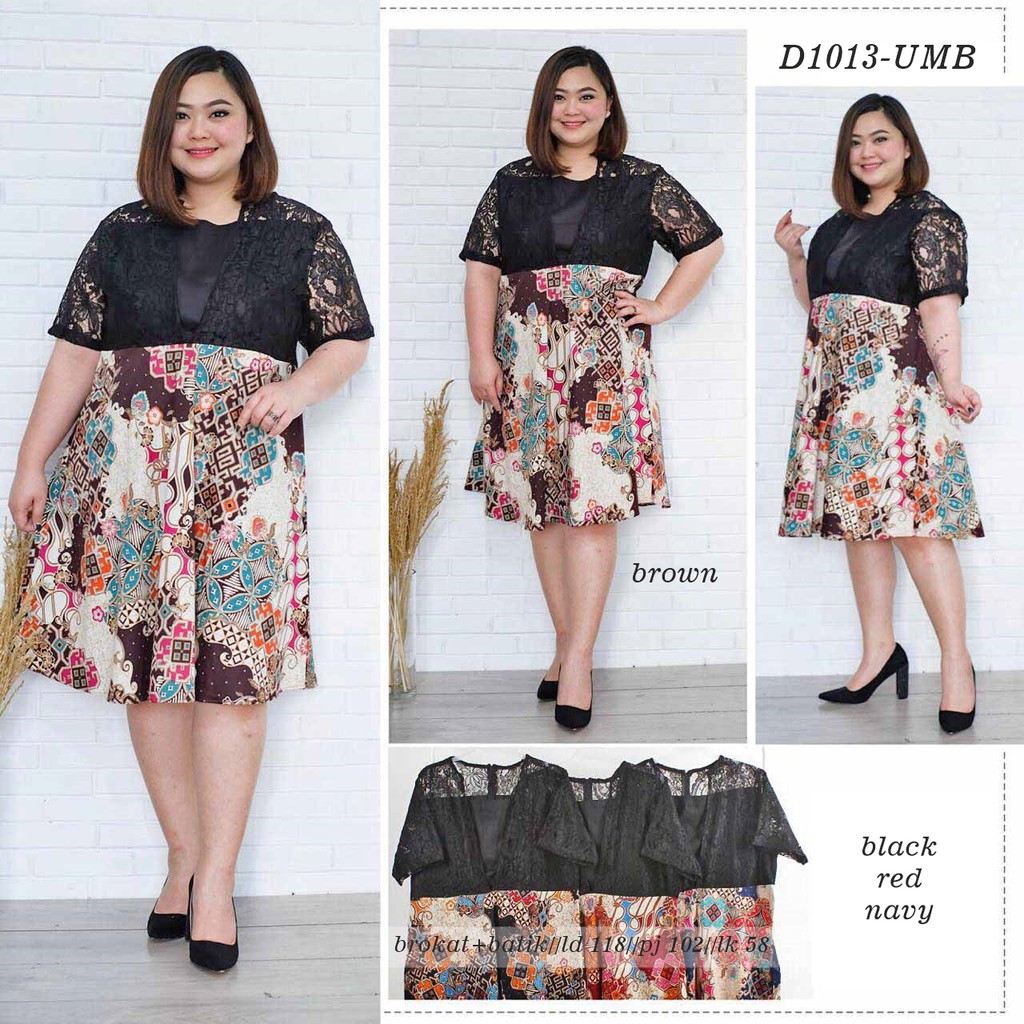 ANNIVERSARY SAHABAT TEMAN CEWEK TERBAIK JUMBO/ Hanbai - Dress brokat jumbo 1013