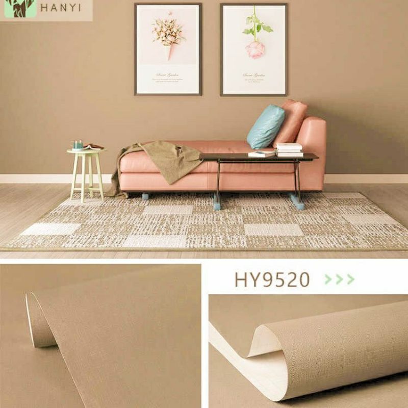 Wallpaper Dinding Bertekstur Pastel POLOS Warna Coklat Manis