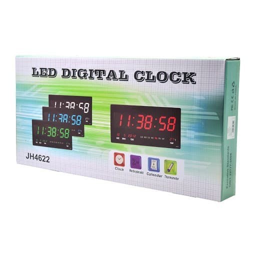 Jam Dinding Digital Led Tembok Clock SMS-4622 Hijau