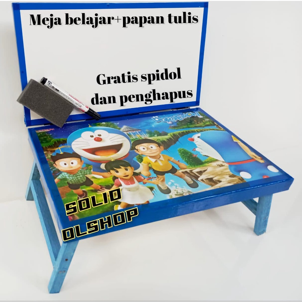 

Ndevansss - Meja Lipat Anak + Papan Tulis Karakter Kayu Gratis Spidol & Penghapus