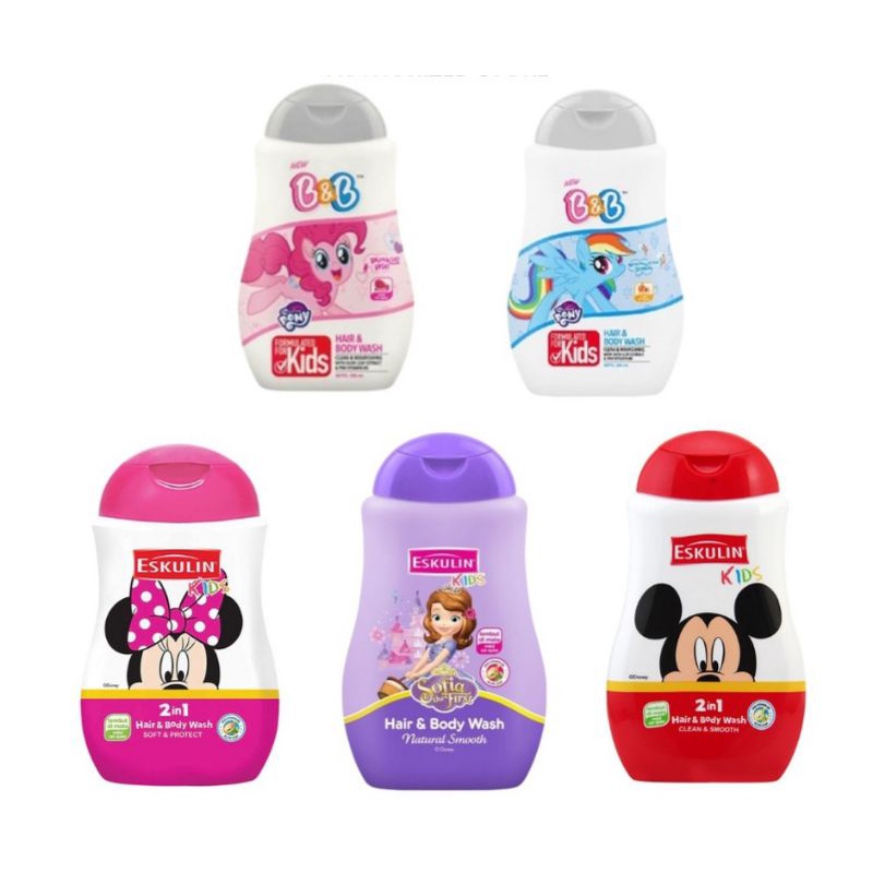 Jual Eskulin B&B Kids Hair & Body Wash 280 Ml | Shopee Indonesia