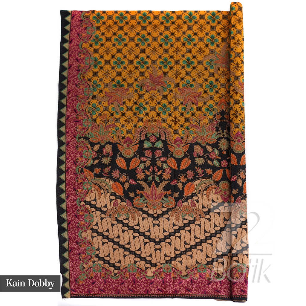 BAHAN BATIK PREMIUM Dobby Dobi Dobbi Dolbi Motif Parang Warna Kuning Merah Hitam 729513 Cap 72 Jarik