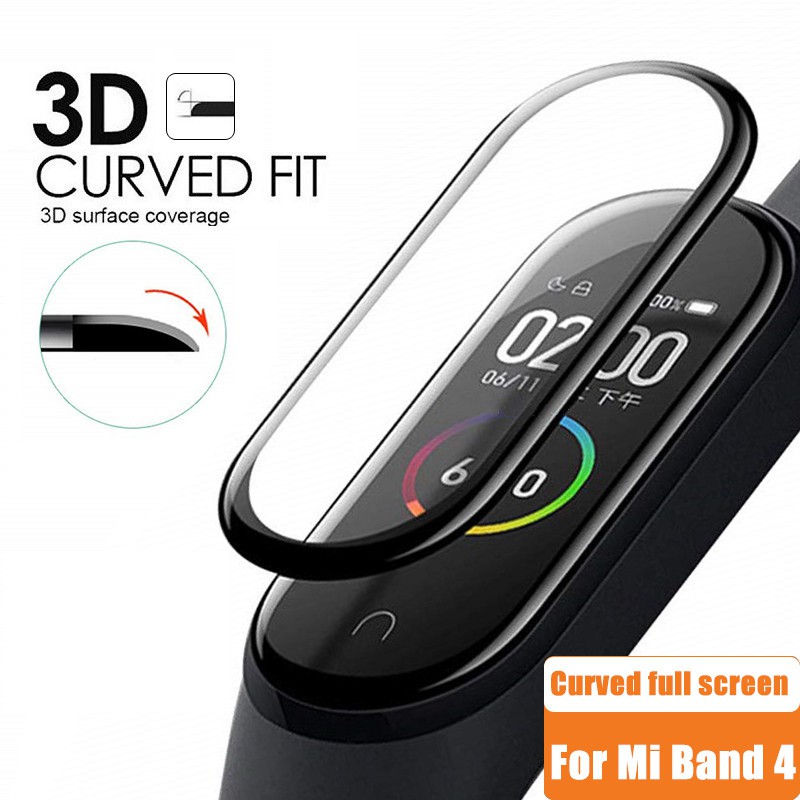 For Xiaomi Mi Band 4 3D Curved Full Screen Protector Glass Explosion-proof Scratch-resistant