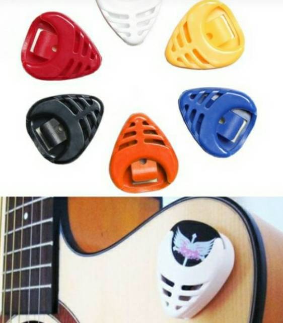 Pick holder tempat pick gitar warna warni segitiga ecer dan grosir